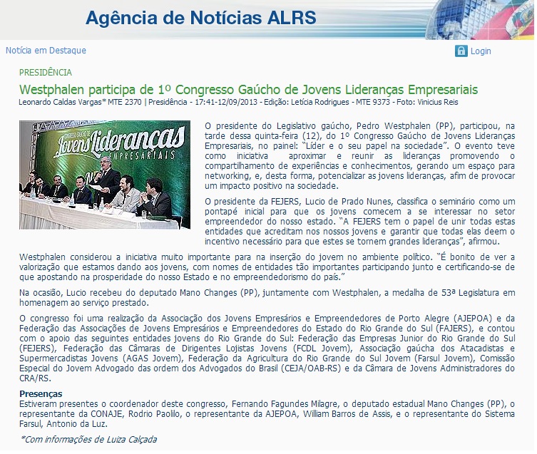 1º Congresso Gaúcho de Jovens Lideranças Empresariais